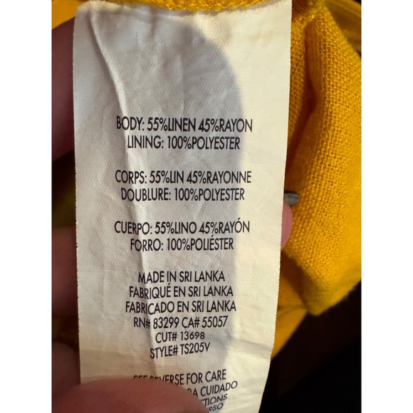 Tash+Sophie Jumpsuit Women 10 Yellow Linen Blend Sleeveless Wrap‎ Wide Leg Crop - Picture 10 of 11